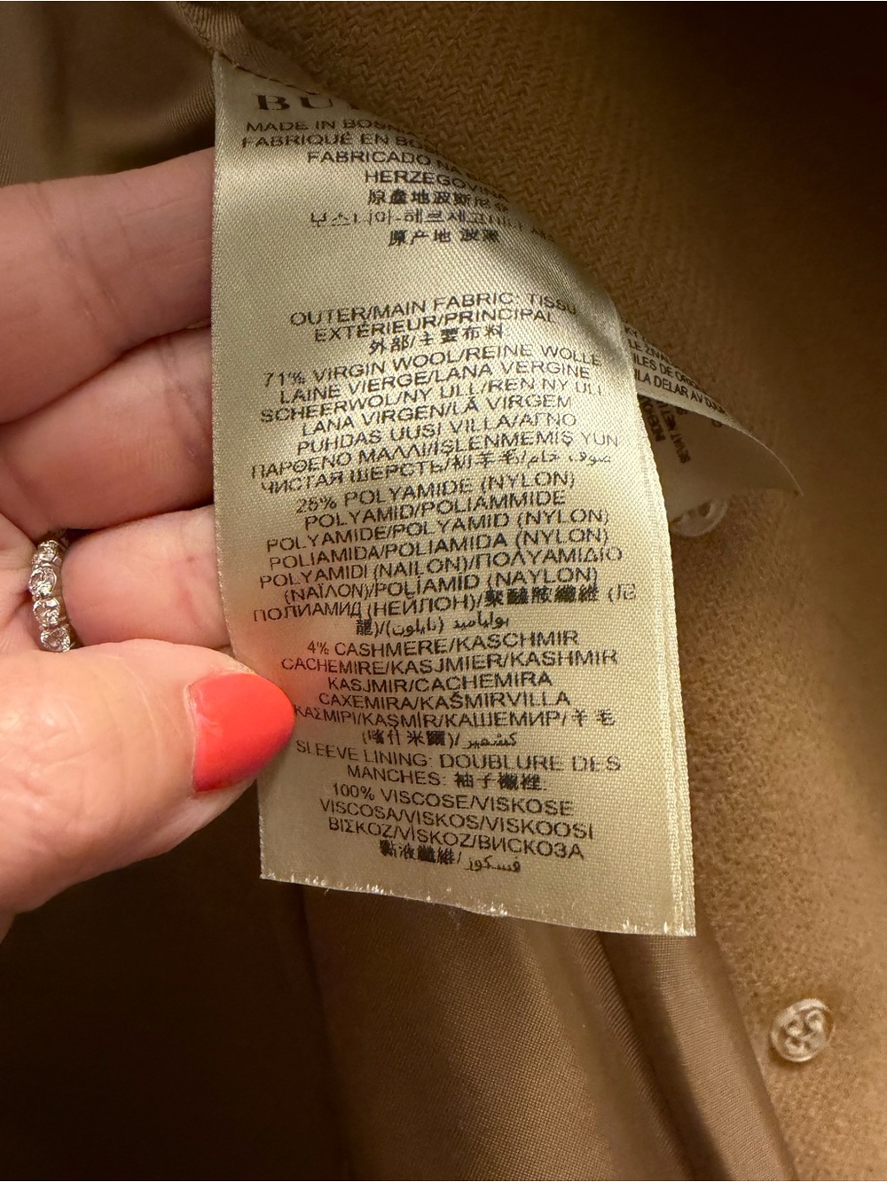 Burberry Brit Women’s Classic Camel Wool Cashmere Blend Peacoat Size 10 - Picture 7 of 17